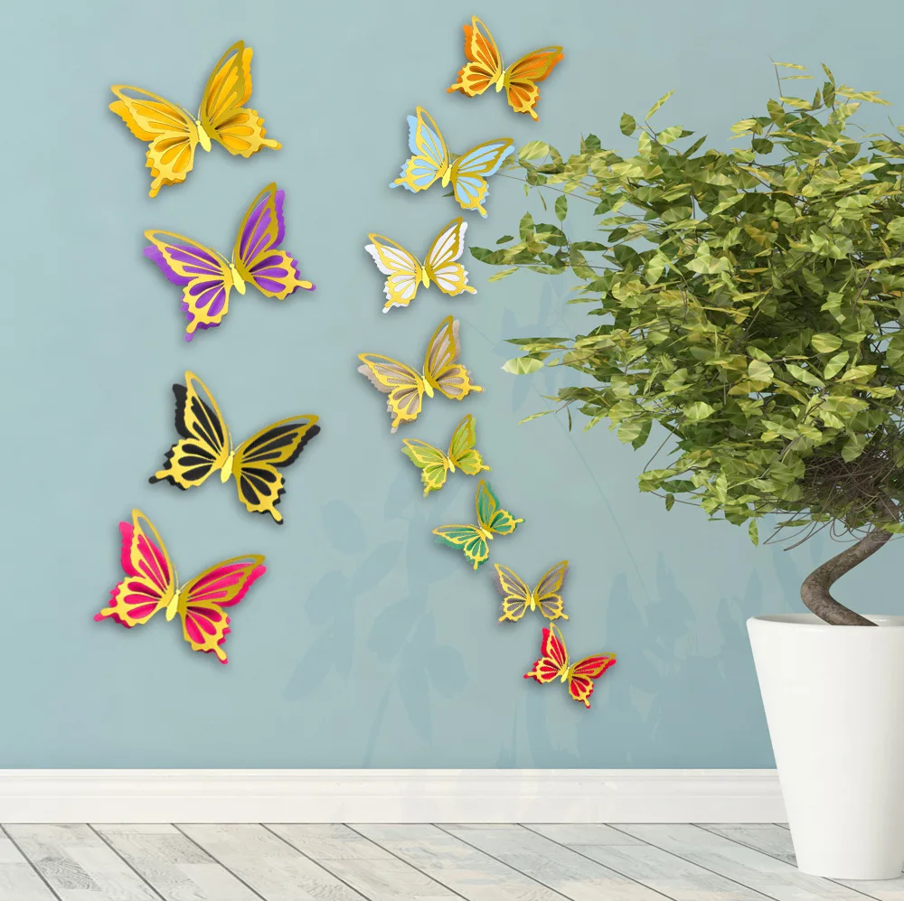 12Pcs Double-layer Paper 3D Butterfly Wall Sticker for Wedding Decoration Room Butterflies Fridge Art Wall Removable Wall Decor
12Pcs Double-layer Paper 3D Butterfly Wall Sticker for Wedding Decoration Room Butterflies Fridge Art Wall Removable Wall Decor