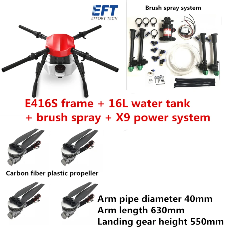 EFT E416S 16L 16KG Agriculture Spray Drone With Brushless Water Pump System Hobby wing X9 Power System Kit
EFT E416S 16L 16KG Agriculture Spray Drone With Brushless Water Pump System Hobby wing X9 Power System Kit
