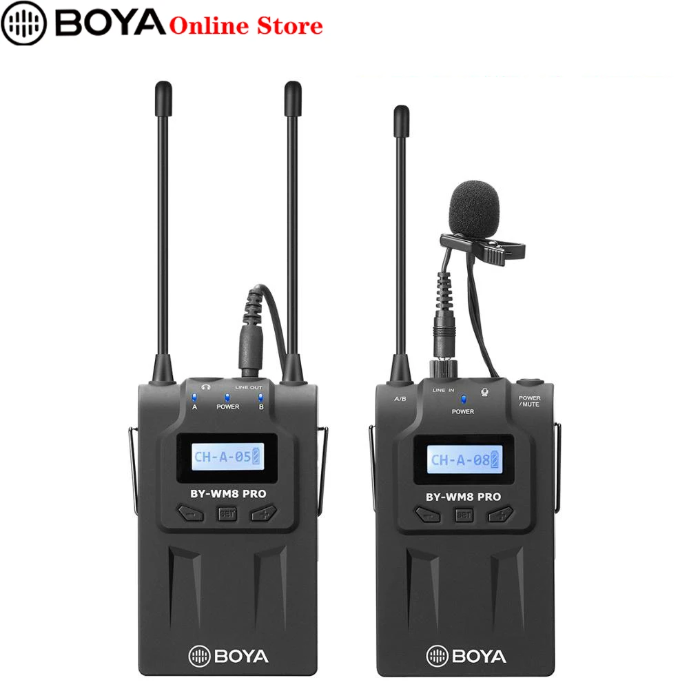 BOYA BY-WM8 Pro K1 Wireless Microphone UHF Dual-Channel Lavalier System for Canon Nikon DSLR Camcorder Camera Mic Professional
BOYA BY-WM8 Pro K1 Wireless Microphone UHF Dual-Channel Lavalier System for Canon Nikon DSLR Camcorder Camera Mic Professional