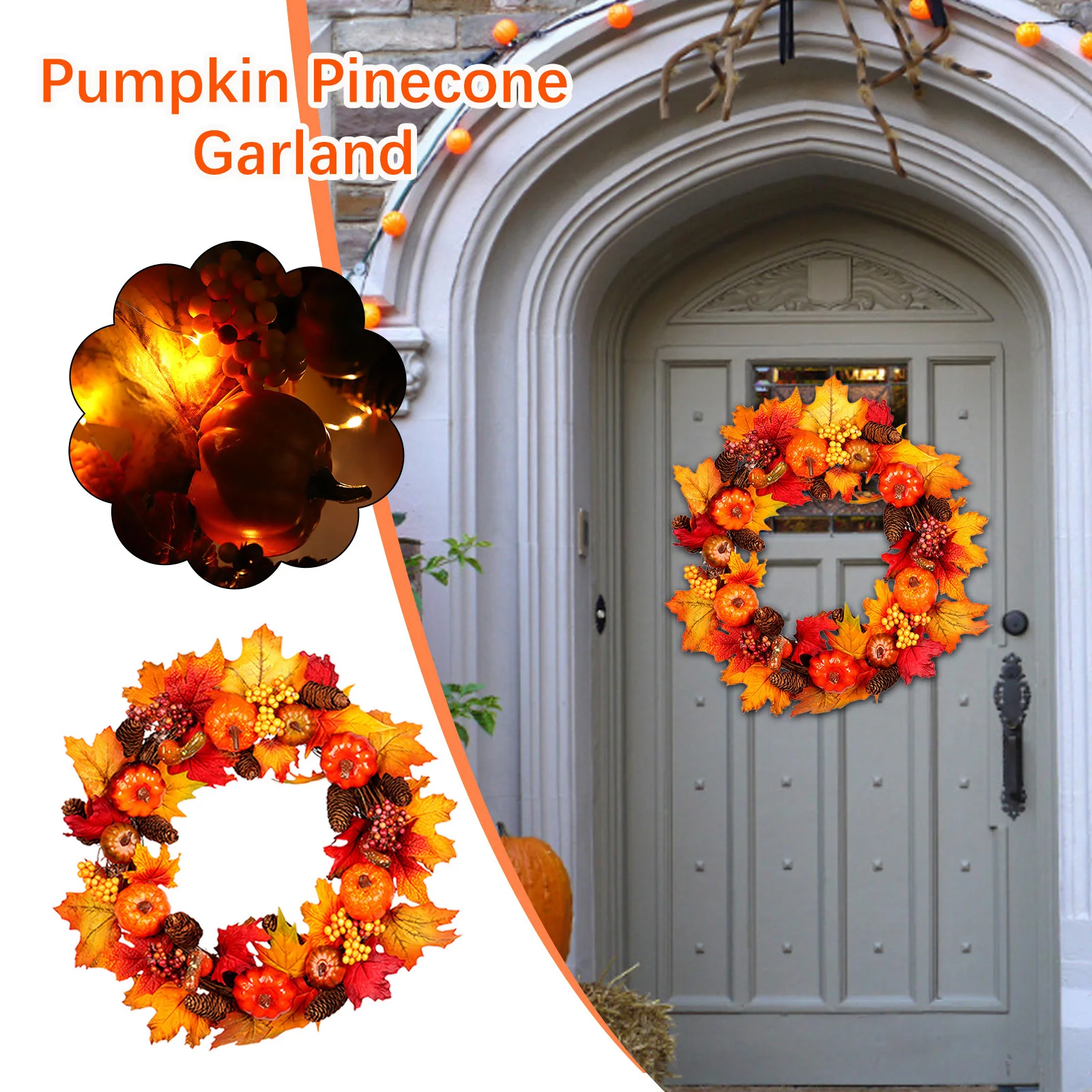 Autumn Pumpkin Pine Cone Wreath with LED Luminous Home Wall Door Garland Pendant Ornaments Decorations Friends Gifts
Autumn Pumpkin Pine Cone Wreath with LED Luminous Home Wall Door Garland Pendant Ornaments Decorations Friends Gifts