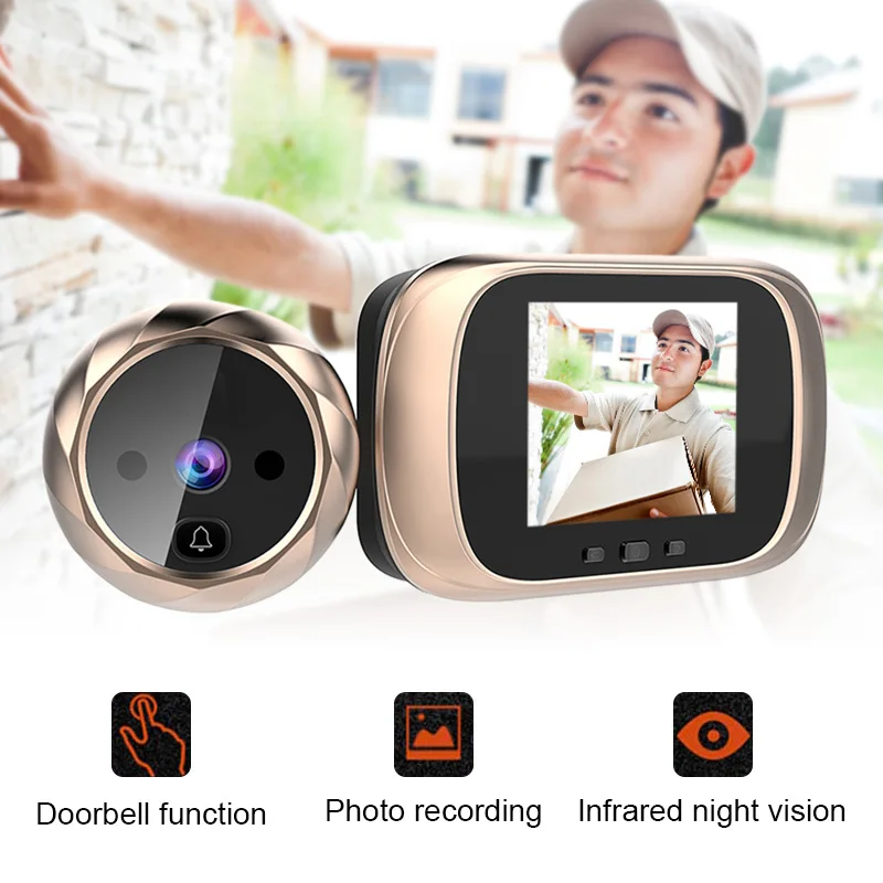 2.8 Inch Lcd Color Sn Digital Doorbell Electronic Peephole Night-Vision Motion Sensor Door Camera Viewer Silver
2.8 Inch Lcd Color Sn Digital Doorbell Electronic Peephole Night-Vision Motion Sensor Door Camera Viewer Silver