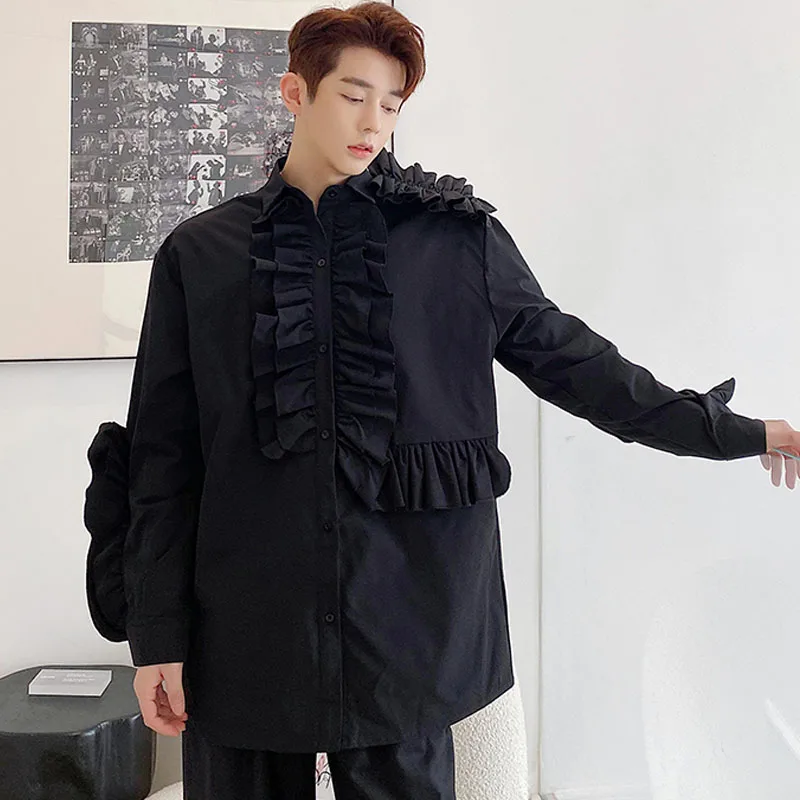 Stage Clothing Men Lace Side Splice Long Sleeve Casual White Black Shirts Male Japan Fashion Show Vintage Fashion Loose Shirts
Stage Clothing Men Lace Side Splice Long Sleeve Casual White Black Shirts Male Japan Fashion Show Vintage Fashion Loose Shirts