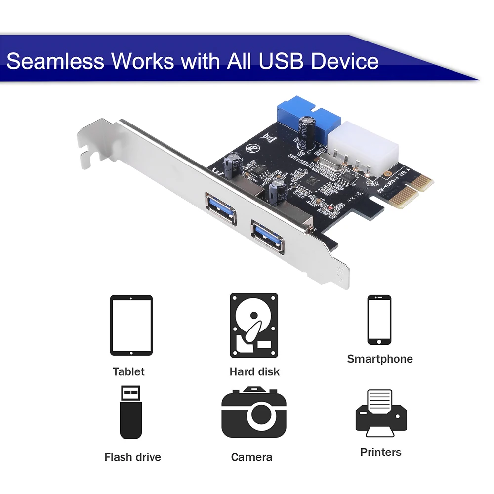 Двойной USB 3 0 PCI-e Расширительная карта 2-портовый PCI express PCIe концентратор адаптер e 1x