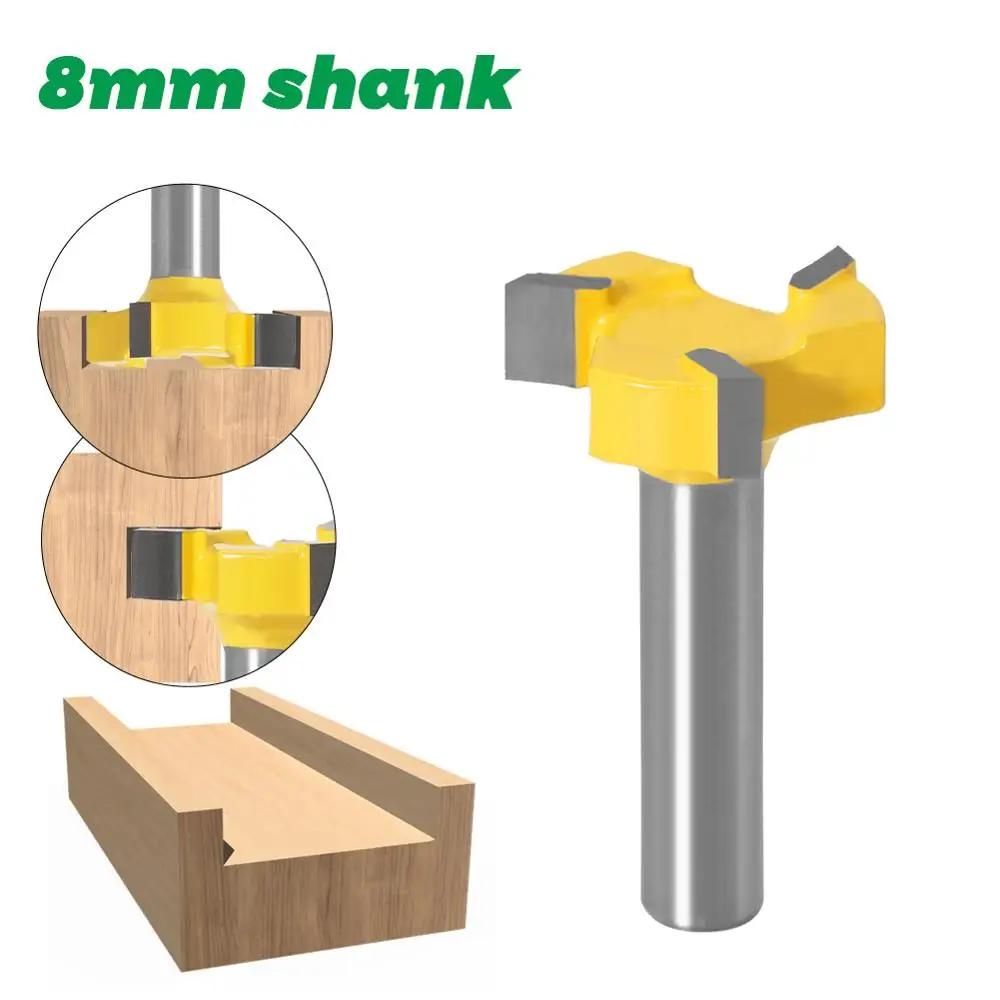 8mm Shank Flush trim bit 3 teeth T-Slot Milling Straight Edge Slotting Milling Cutter Cutting Handle for Wood Woodwork
8mm Shank Flush trim bit 3 teeth T-Slot Milling Straight Edge Slotting Milling Cutter Cutting Handle for Wood Woodwork