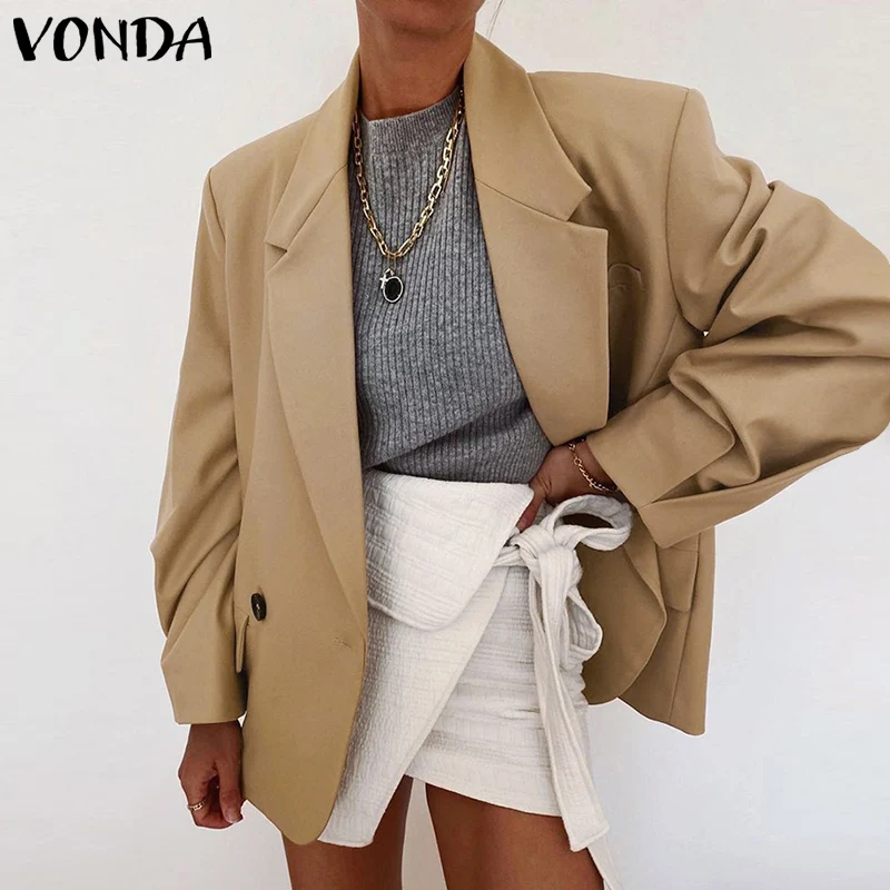 Женский офисный Блейзер VONDA, Дамский блейзер с отложным воротником и пуговицами, пальто с длинным рукавом, однотонные женские блейзеры боль...
Женский офисный Блейзер VONDA, Дамский блейзер с отложным воротником и пуговицами, пальто с длинным рукавом, однотонные женские блейзеры боль...