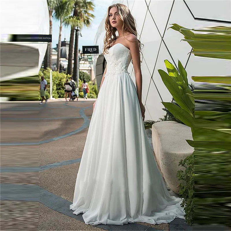 Retro Lace Appliques Chiffon Wedding Dresses Pleated Lace Up Back Beach Ladies Bridal Gowns Spring Formal Women Robe De Mariee
Retro Lace Appliques Chiffon Wedding Dresses Pleated Lace Up Back Beach Ladies Bridal Gowns Spring Formal Women Robe De Mariee