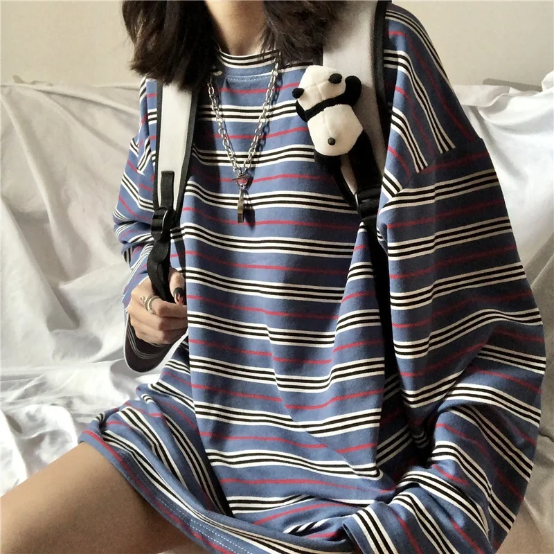 Harajuku Oversized T-shirt Spring Autumn Stripe Long Sleeves Tee Vintage All-match Fashion Unisex Clothes Streetwear Casual top
Harajuku Oversized T-shirt Spring Autumn Stripe Long Sleeves Tee Vintage All-match Fashion Unisex Clothes Streetwear Casual top