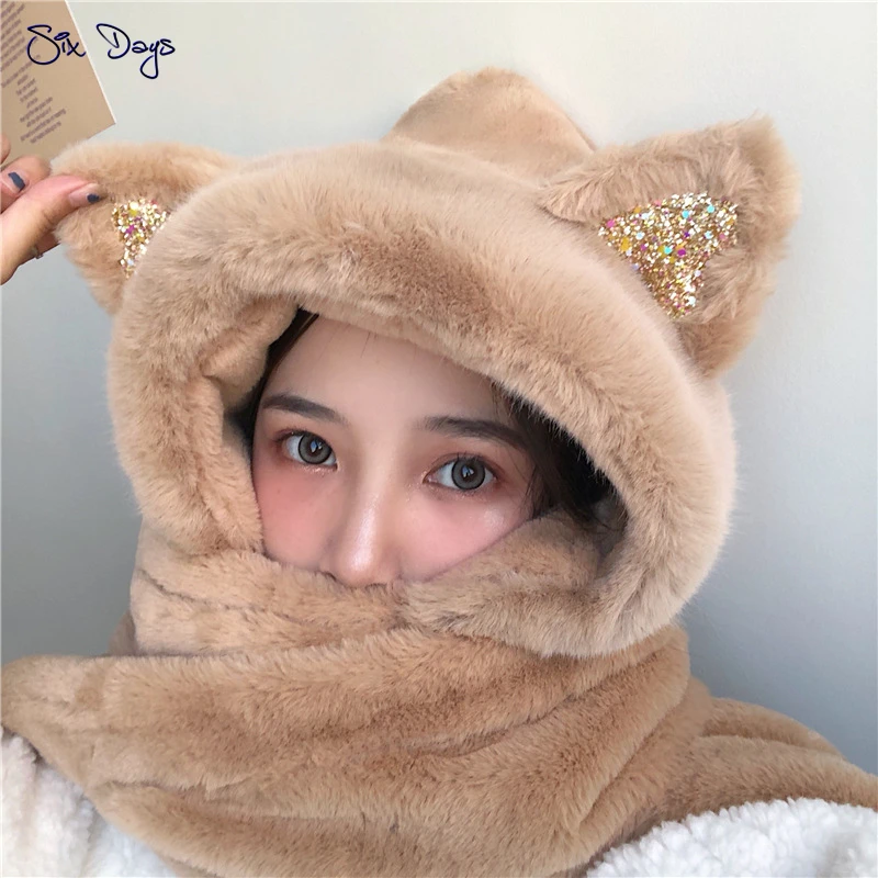 Cute Women Plush Scarf Winter Warm Girl Earmuffs Hat Double Thick Hat Scarf Gloves Three-Piece Set Student Gift Present
Cute Women Plush Scarf Winter Warm Girl Earmuffs Hat Double Thick Hat Scarf Gloves Three-Piece Set Student Gift Present