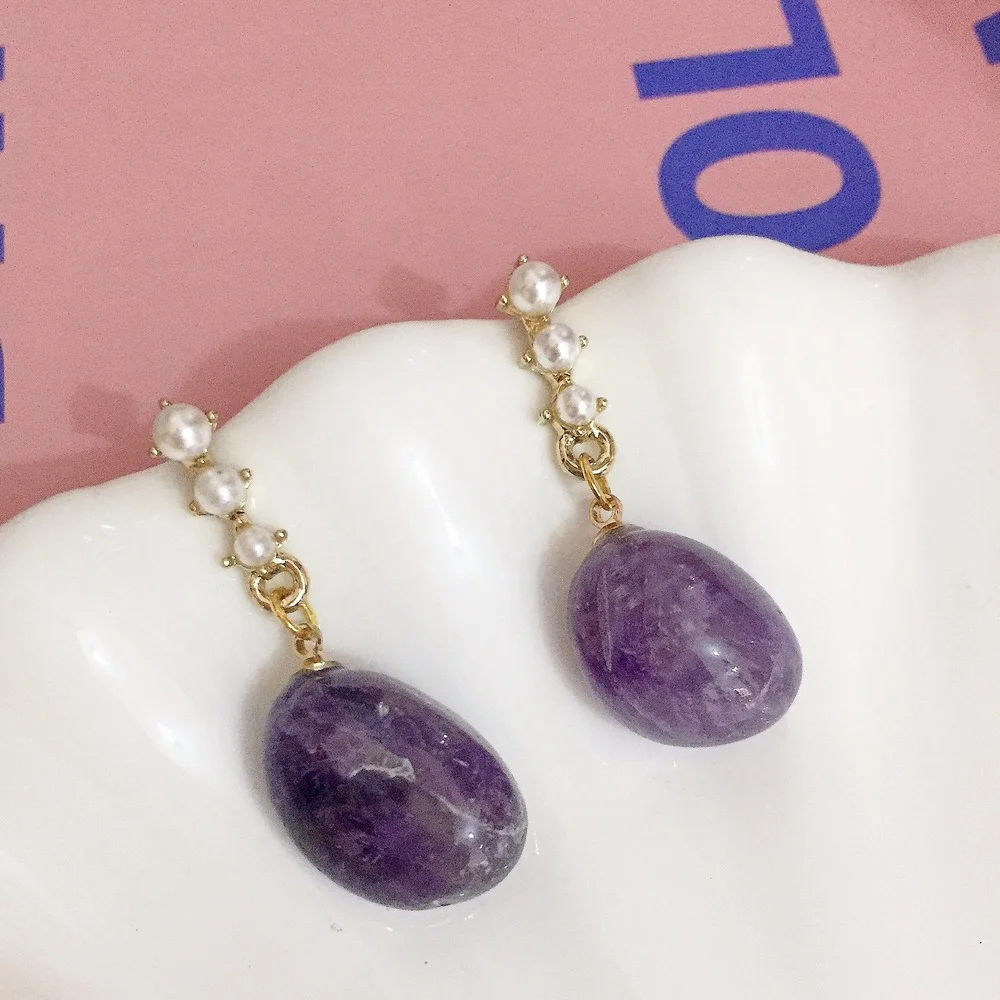Elegant Women's Earrings Exquisite Teardrop Reiki Heal Amethyst Earrings Gem Accessories Ancient Decorations Party Gift Jewelry 
Elegant Women's Earrings Exquisite Teardrop Reiki Heal Amethyst Earrings Gem Accessories Ancient Decorations Party Gift Jewelry