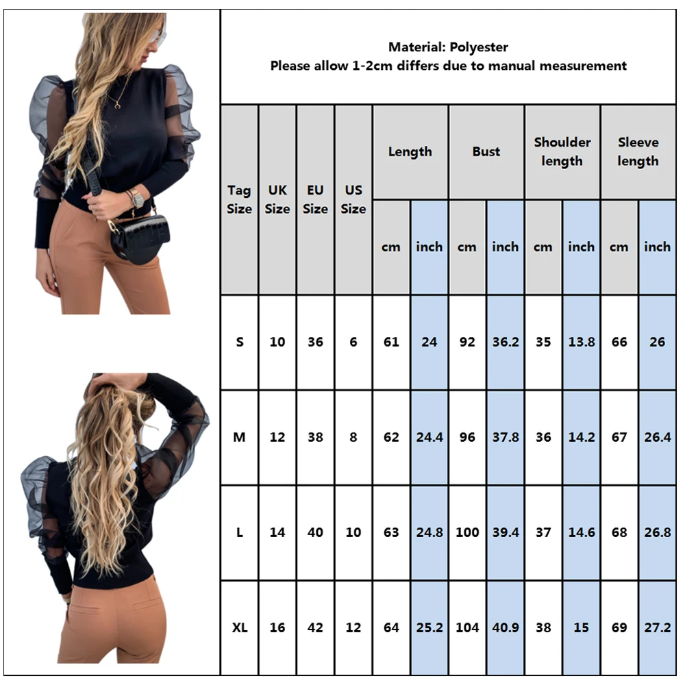 Puff Long Sleeve Mesh Blouses and Tops Women Patchwork Round Neck Shirt Autumn Female Office Blouse Shirts Ladies Tops Shirt D30 
Puff Long Sleeve Mesh Blouses and Tops Women Patchwork Round Neck Shirt Autumn Female Office Blouse Shirts Ladies Tops Shirt D30