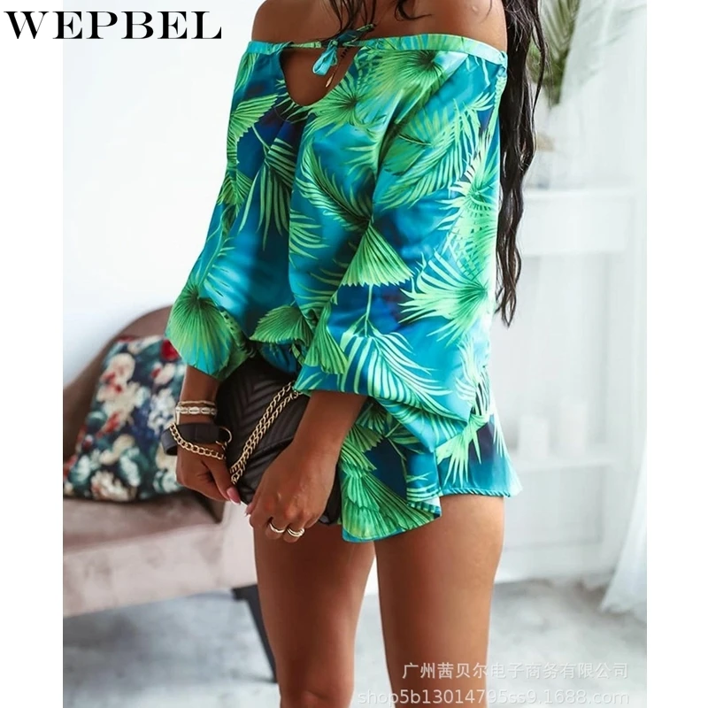 WEPBEL Women's Sexy Printed Loose Suit Summer High Waist Lace Up Shorts + Lantern Sleeve Slash Neck Backless T-shirt Suit
WEPBEL Women's Sexy Printed Loose Suit Summer High Waist Lace Up Shorts + Lantern Sleeve Slash Neck Backless T-shirt Suit
