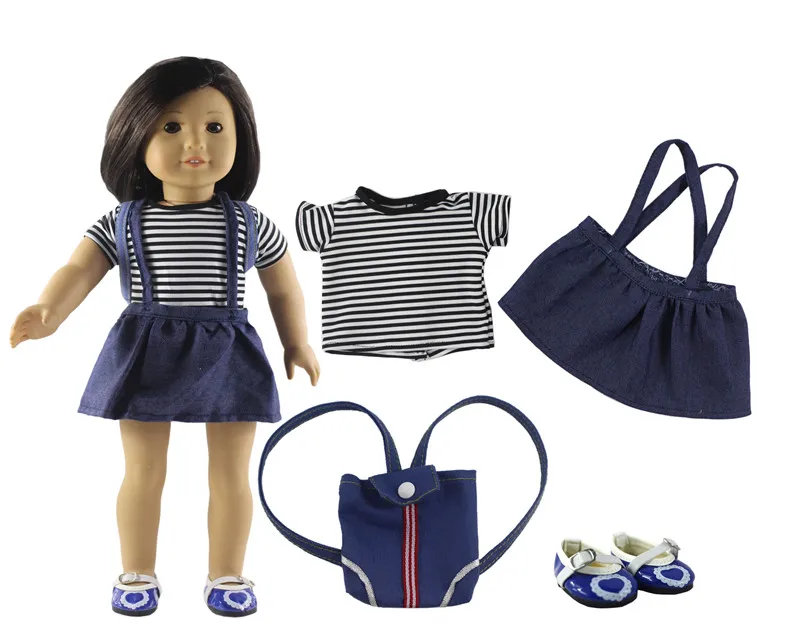 4in1 Set Doll Clothes Shirt+skirt+blue shoes+blue bag Fashion Casual Wear Outfit for 18"American Doll
4in1 Set Doll Clothes Shirt+skirt+blue shoes+blue bag Fashion Casual Wear Outfit for 18"American Doll