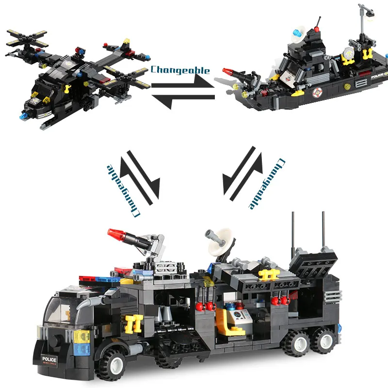 City SWAT Team Building Block chariot Helicopter Truck Assemble block Compatible Police Toys for kids | Игрушки и хобби