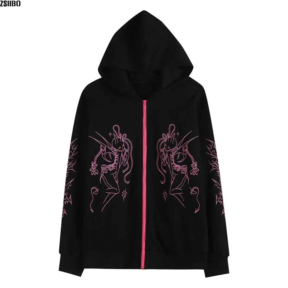 Women Vintage Angel Print Hooded Jacket Women's Zip Up Long Sleeve Pocket hoodies Streetwear Jacket Y2K Aesthetic Loose Hoodies
Women Vintage Angel Print Hooded Jacket Women's Zip Up Long Sleeve Pocket hoodies Streetwear Jacket Y2K Aesthetic Loose Hoodies