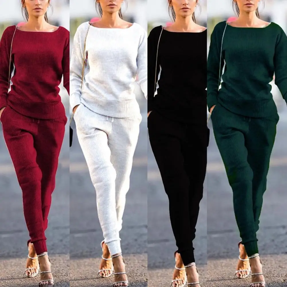 2Pcs Women Autumn Solid Color Ribbed ONeck Top Drawstring Pants Sport Tracksuit Soft material comfortable and convenient to wear
2Pcs Women Autumn Solid Color Ribbed ONeck Top Drawstring Pants Sport Tracksuit Soft material comfortable and convenient to wear