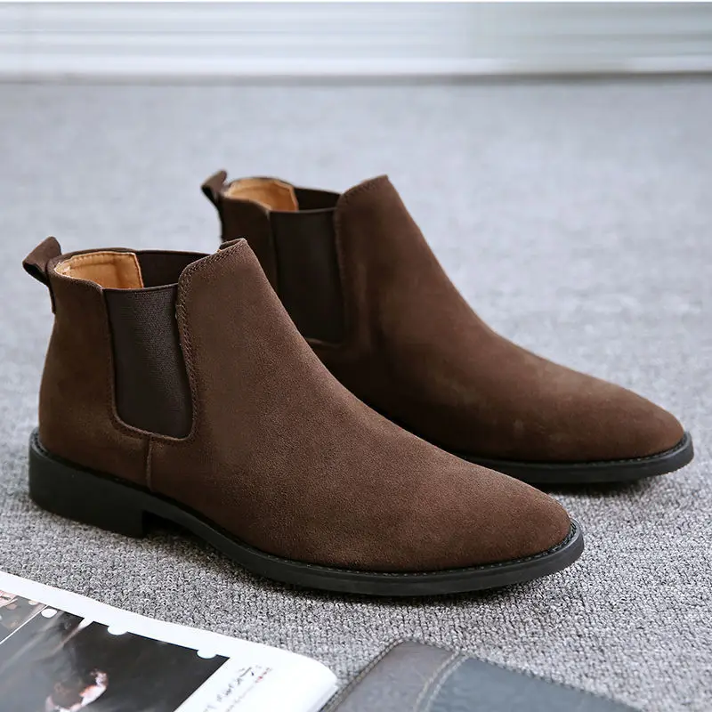 

Korean style mens casual chelsea boots tide cow suede leather shoes spring autumn ankle boot handsome cowboy botas hombre zapato