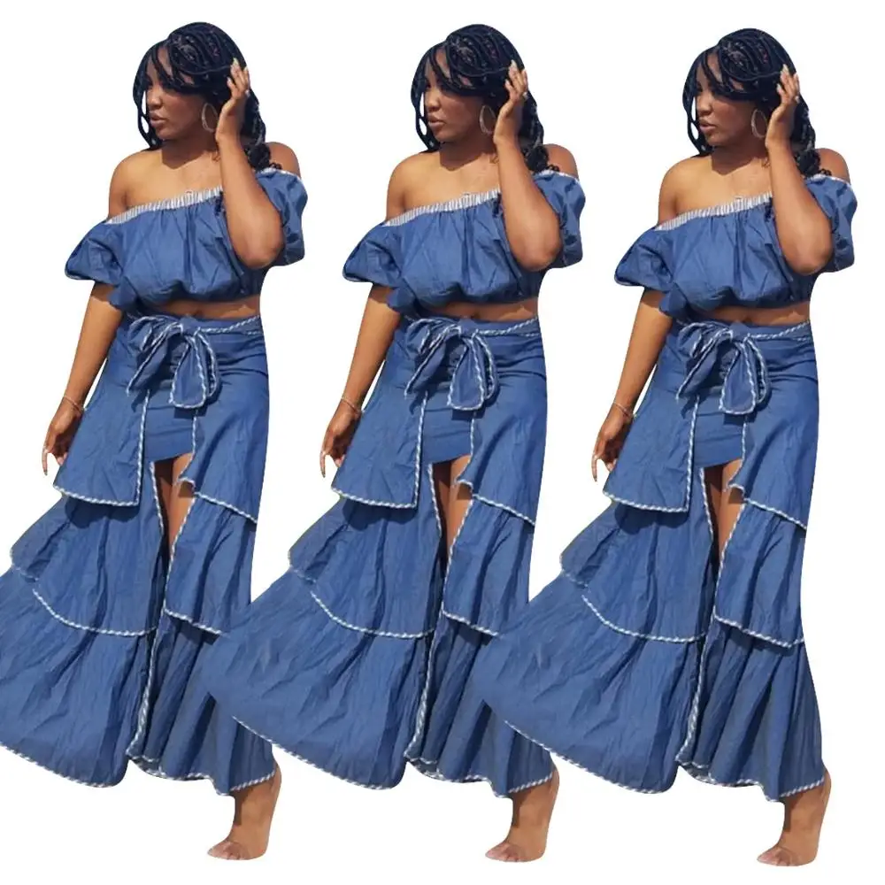 Blue Women Irregular Sexy Bandage Dress Suits Slash Neck Short Sleeve Crop Top With Ruffles Wrap Dress Club Outfits Plus Size
Blue Women Irregular Sexy Bandage Dress Suits Slash Neck Short Sleeve Crop Top With Ruffles Wrap Dress Club Outfits Plus Size