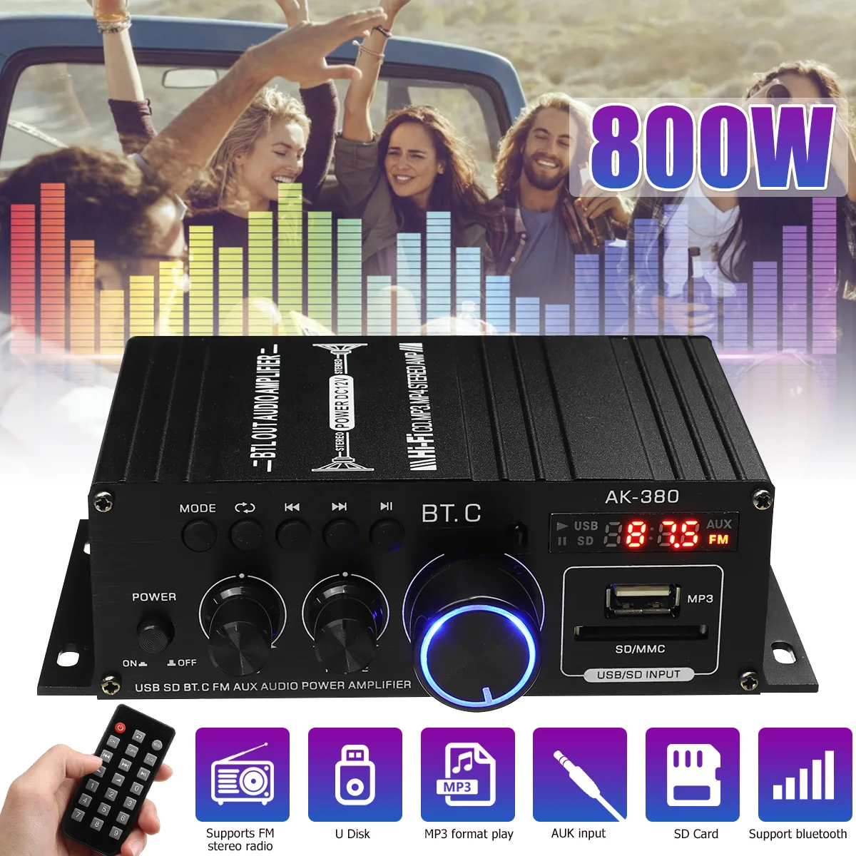 Усилитель мощности Hi-Fi 800 Вт, усилитель для аудиосистемы, караоке, домашнего кинотеатра, 2-канальный усилитель Bluetooth класса D, усилитель басов,...
Усилитель мощности Hi-Fi 800 Вт, усилитель для аудиосистемы, караоке, домашнего кинотеатра, 2-канальный усилитель Bluetooth класса D, усилитель басов,...