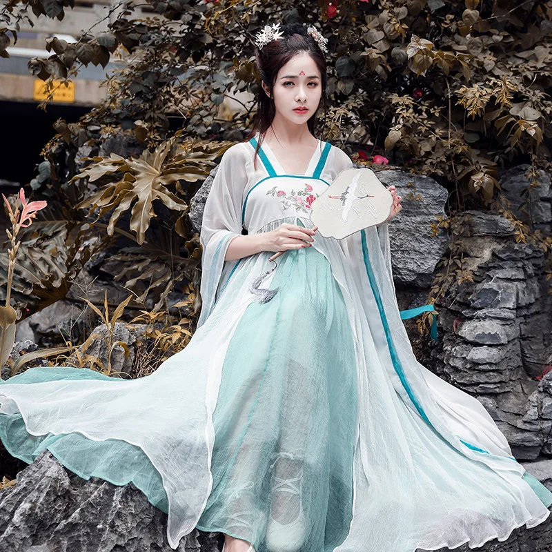Women Classical Dance Costume Hanfu Green Embroidery Fairy Dress Folk Festival Outfit Singer Rave Performance Clothes DF1459
Women Classical Dance Costume Hanfu Green Embroidery Fairy Dress Folk Festival Outfit Singer Rave Performance Clothes DF1459