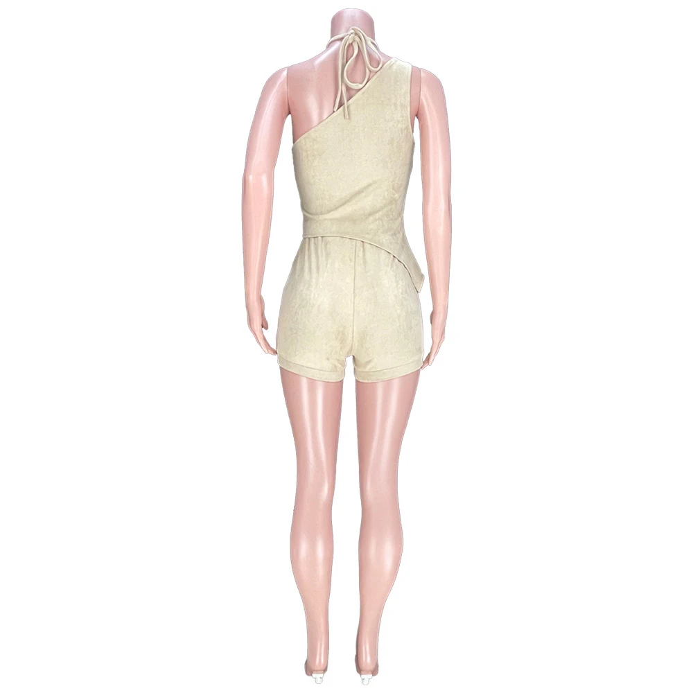 One Shoulder Suede Two Piece Set Women Irregular Cut Out Tank Tops+ Hot Shorts 2021 Summer Khaki Bandage Safari Outfits
One Shoulder Suede Two Piece Set Women Irregular Cut Out Tank Tops+ Hot Shorts 2021 Summer Khaki Bandage Safari Outfits