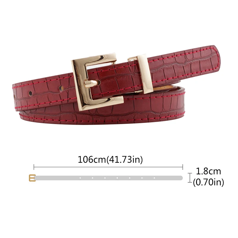 Women Narrow Thin Belt Gold Square Pin Buckle Waistband PU Leather Belt For Jeans Dress Accessories
Women Narrow Thin Belt Gold Square Pin Buckle Waistband PU Leather Belt For Jeans Dress Accessories