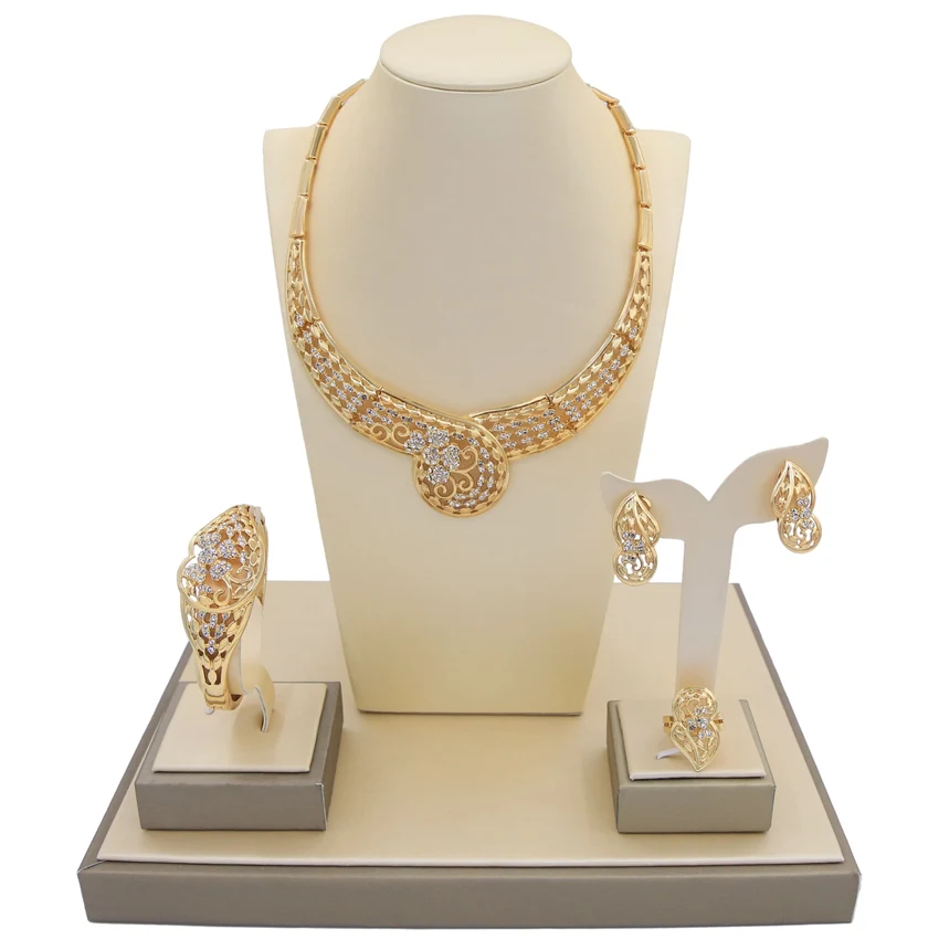 Yulaili Classic Fashion Gold Color Crystal Flowers Necklace Earrings Bracelet Ring African Wedding Nigerian Bridal Jewelry Sets
Yulaili Classic Fashion Gold Color Crystal Flowers Necklace Earrings Bracelet Ring African Wedding Nigerian Bridal Jewelry Sets