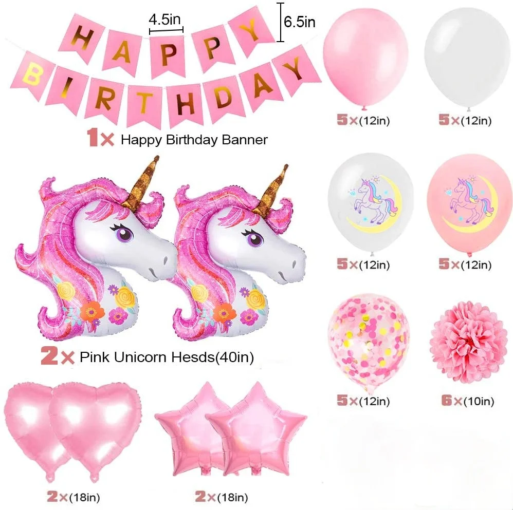 Unicorn Birthday Party Decorations Set For Girls Kid's Birthday Decors Latex Aluminium Foil Balloons Supplies
Unicorn Birthday Party Decorations Set For Girls Kid's Birthday Decors Latex Aluminium Foil Balloons Supplies