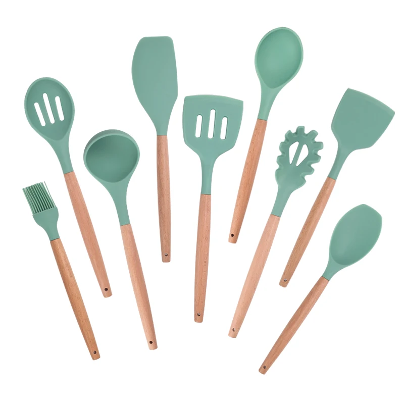 Kitchen Utensils Set 9pc Silicone Cookware Heat Resistant Wooden Handle Non-Stick Spatula Shovel Cooking Utensils Baking Tools
Kitchen Utensils Set 9pc Silicone Cookware Heat Resistant Wooden Handle Non-Stick Spatula Shovel Cooking Utensils Baking Tools