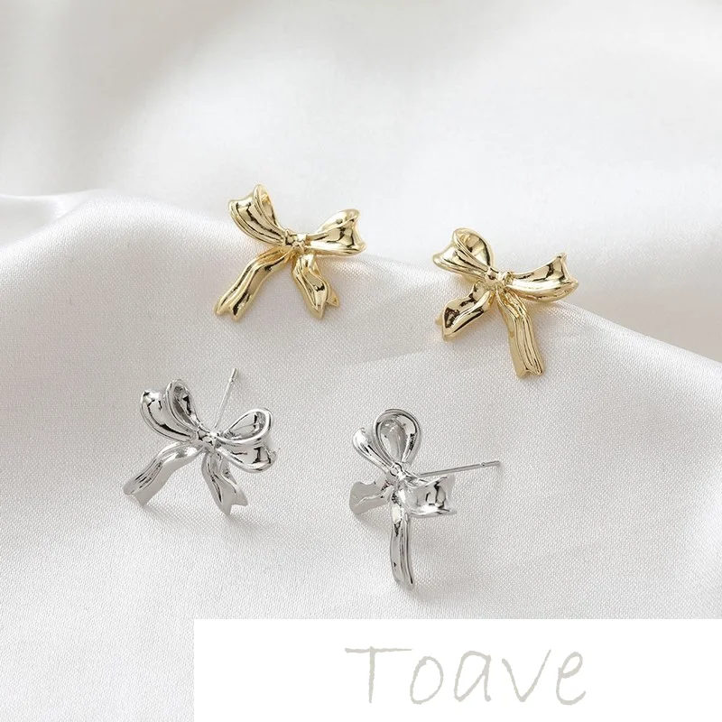 1 pair left and right gold-clad small exquisite and elegant bow knot silver needle earrings diy material accessories
1 pair left and right gold-clad small exquisite and elegant bow knot silver needle earrings diy material accessories