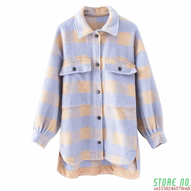 Fashion Women Purple Plaid Woolen Shirts 2020 Elegant Ladies Oversize Long Shirt Vintage Female Stylish Thick Blouses Girls Chic
Fashion Women Purple Plaid Woolen Shirts 2020 Elegant Ladies Oversize Long Shirt Vintage Female Stylish Thick Blouses Girls Chic
