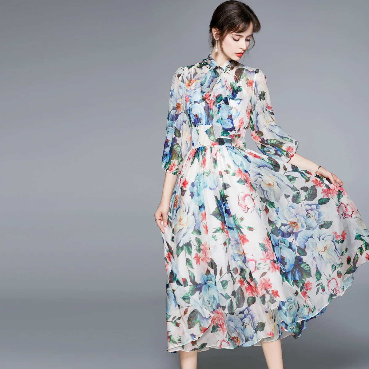 JSXDHK Runway Summer Bow Collar Flowers Vacation Dress Elegant Women's Chiffon Floral Printed High Waist Boho Long Party Dresses
JSXDHK Runway Summer Bow Collar Flowers Vacation Dress Elegant Women's Chiffon Floral Printed High Waist Boho Long Party Dresses
