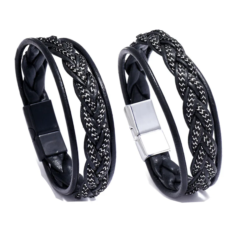 Braided Leather Bracelet for Men Snake Pattern Wrap Bracelet Bangle Alloy Magnetic Clasp Wristband Mens Hand Jewelry Accessories
Braided Leather Bracelet for Men Snake Pattern Wrap Bracelet Bangle Alloy Magnetic Clasp Wristband Mens Hand Jewelry Accessories