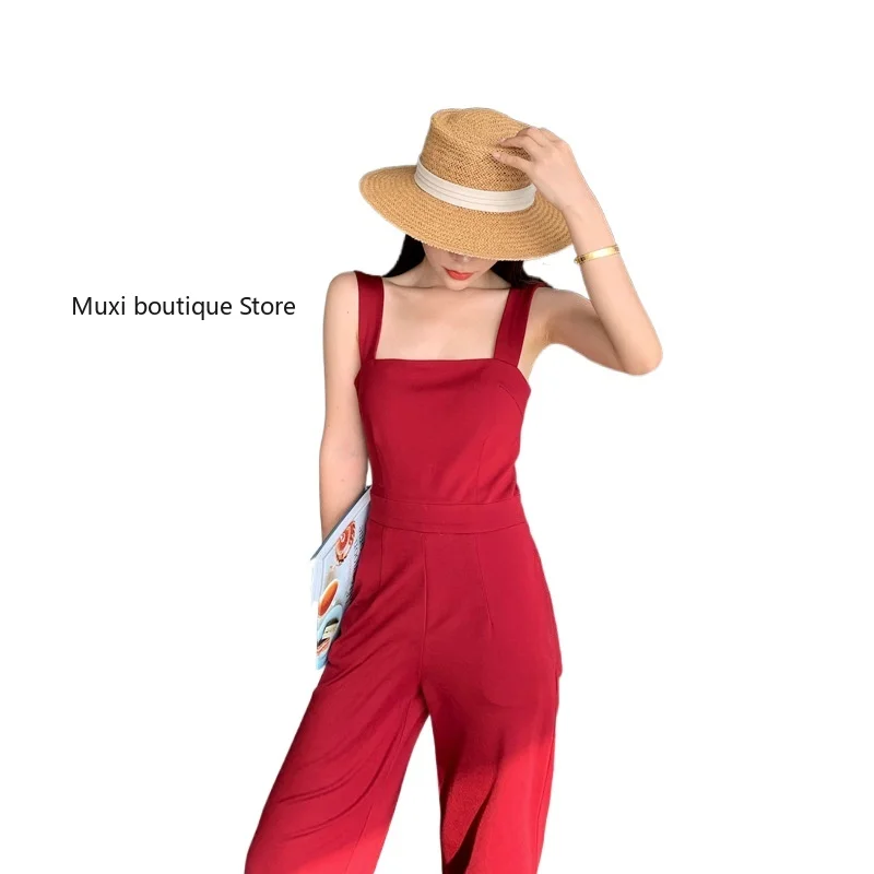 Summer new ladies shoulder strap jumpsuit solid color high waist sleeveless new jumpsuit slim fashion micro wide leg jumpsuit
Summer new ladies shoulder strap jumpsuit solid color high waist sleeveless new jumpsuit slim fashion micro wide leg jumpsuit