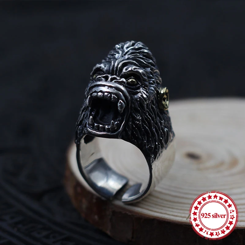 S925 sterling silver men's open ring personality classic retro fashion series domineering King Kong style gift to send lover
S925 sterling silver men's open ring personality classic retro fashion series domineering King Kong style gift to send lover