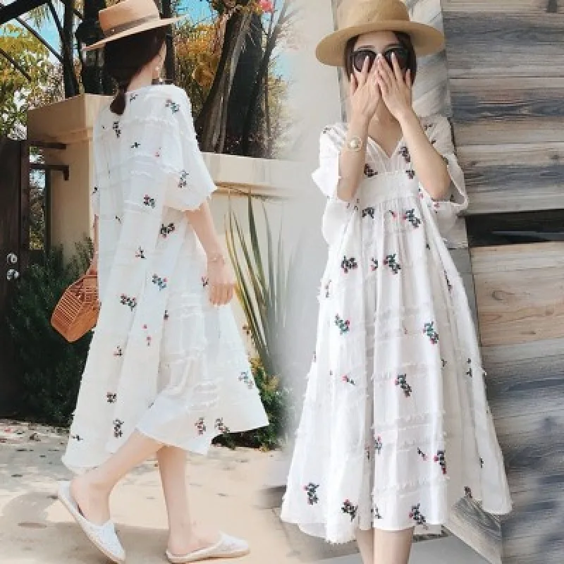 1878# Double Layer 2021 Summer Korean Fashion Maternity Dress V Neck A Line Loose Clothes for Pregnant Women Linen Pregnancy
1878# Double Layer 2021 Summer Korean Fashion Maternity Dress V Neck A Line Loose Clothes for Pregnant Women Linen Pregnancy