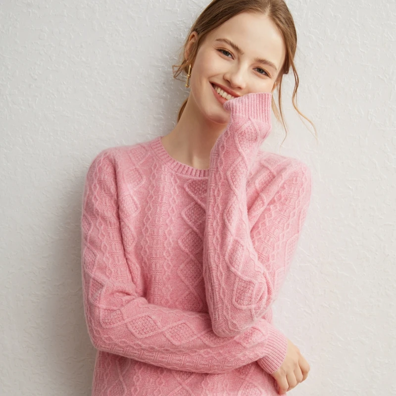 Autumn And Winter Women's New Round Neck Diamond Sweater Knitted Pullover Commuter Twist Loose Solid Color Wool Bottoming Shirt
Autumn And Winter Women's New Round Neck Diamond Sweater Knitted Pullover Commuter Twist Loose Solid Color Wool Bottoming Shirt