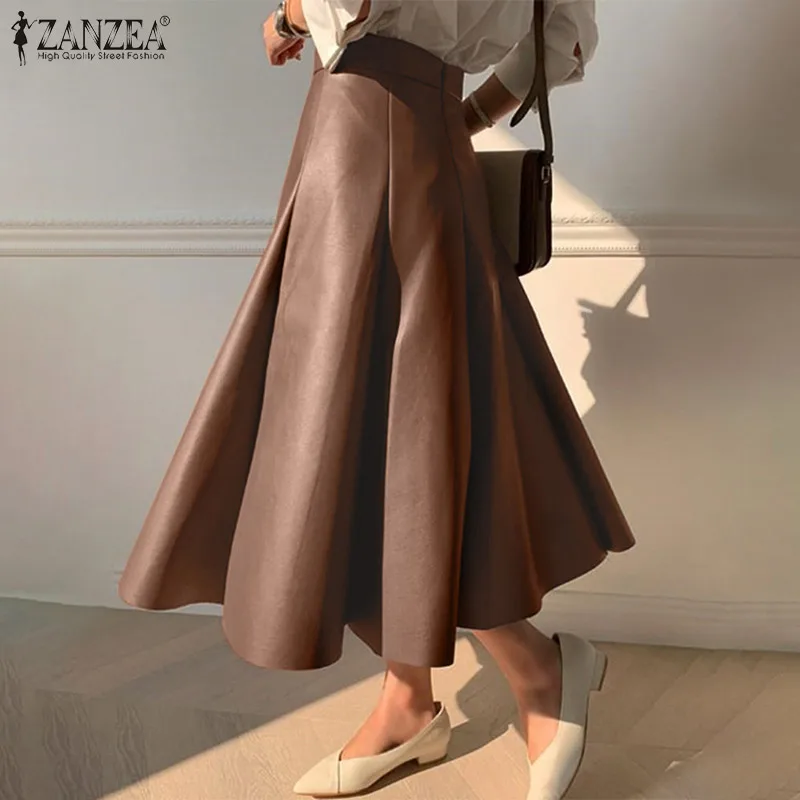 ZANZEA Autumn Women Solid Skirts PU Mid-Calf Zipper A-Line Jupe Robe Bohemian Loose Elegant Casual Holiday Female Pleated Skirt
ZANZEA Autumn Women Solid Skirts PU Mid-Calf Zipper A-Line Jupe Robe Bohemian Loose Elegant Casual Holiday Female Pleated Skirt