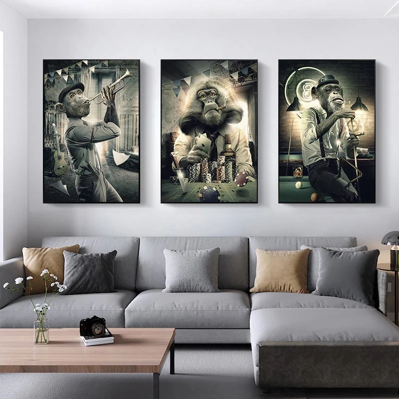 Animals Posters and Prints for Living Room Black and White Wall Paintings Monkey Smoking Picture On The Wall Frameless Decor
Animals Posters and Prints for Living Room Black and White Wall Paintings Monkey Smoking Picture On The Wall Frameless Decor