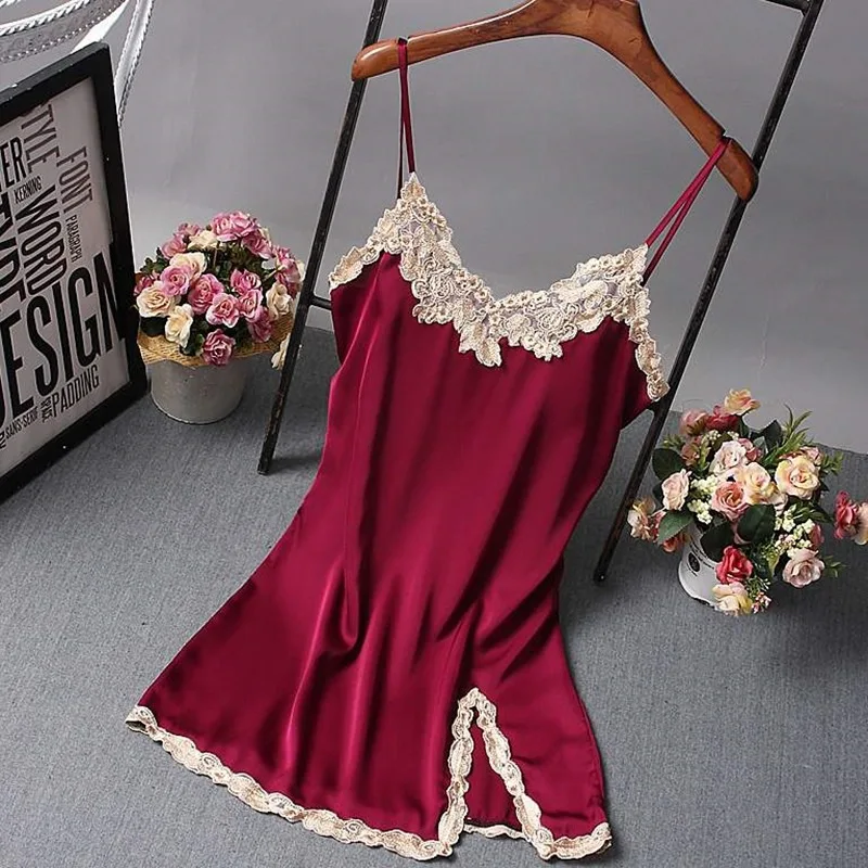 Sexy Silky Pajamas Women's Summer Suspender Laces Sleepwear Decorative Border Skirt Fun Home Clothes 
Sexy Silky Pajamas Women's Summer Suspender Laces Sleepwear Decorative Border Skirt Fun Home Clothes