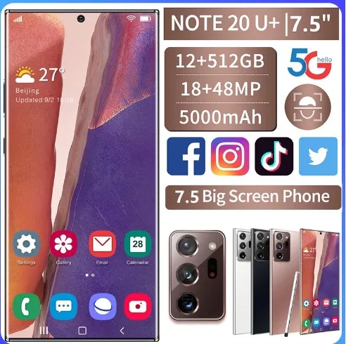 Original Global Version Samxung Note20U+ 7.5-inch Telephone 12GB+512GB Smart Phone Android 10.0 4G/ 5G Mobile Phone
Original Global Version Samxung Note20U+ 7.5-inch Telephone 12GB+512GB Smart Phone Android 10.0 4G/ 5G Mobile Phone