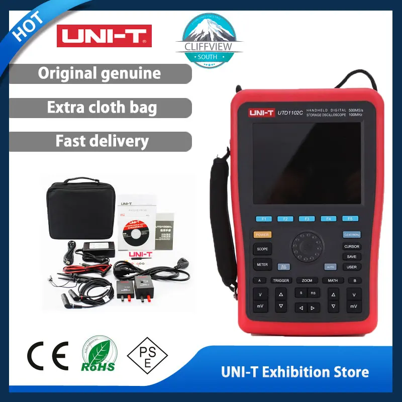 UNI-T UTD1102C Портативный цифровой запоминающий осциллограф 100 МГц, 2 канала, постоянный ток, напряжение, ток, сопротивление, емкость, мультиметр
UNI-T UTD1102C Портативный цифровой запоминающий осциллограф 100 МГц, 2 канала, постоянный ток, напряжение, ток, сопротивление, емкость, мультиметр