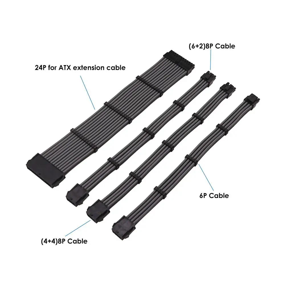 4 In1 Graphics Card Extension Cable For Power Supply Cable 1x24 Pin/2x8 Pin(4+4)M/B 3x8 Pin(6 + 2) PCI-E 30cm Length With Combs
4 In1 Graphics Card Extension Cable For Power Supply Cable 1x24 Pin/2x8 Pin(4+4)M/B 3x8 Pin(6 + 2) PCI-E 30cm Length With Combs