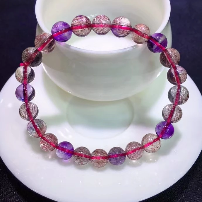 Genuine Natural Super Seven 7 Colorful Bracelet 7.6mm Rutilated Quartz Clear Round Beads Men Women AAAAAA
Genuine Natural Super Seven 7 Colorful Bracelet 7.6mm Rutilated Quartz Clear Round Beads Men Women AAAAAA