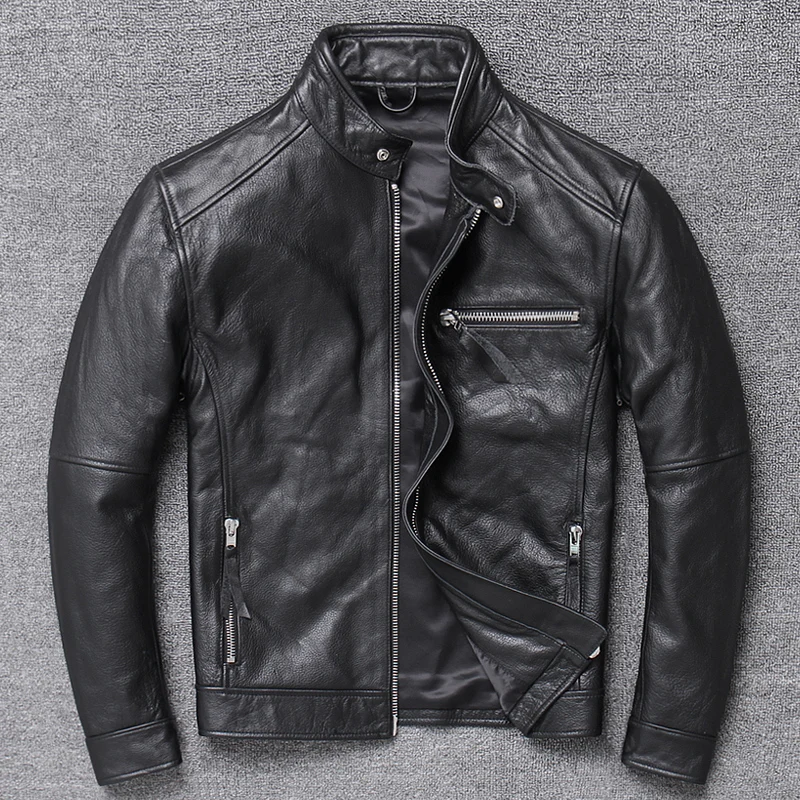 100% Real Cow Leather Jacket Stand Collar Short Genuine Leather Motorcycle Jacket Mens Clothing Chaqueta De Los Hombres WPY2477
100% Real Cow Leather Jacket Stand Collar Short Genuine Leather Motorcycle Jacket Mens Clothing Chaqueta De Los Hombres WPY2477