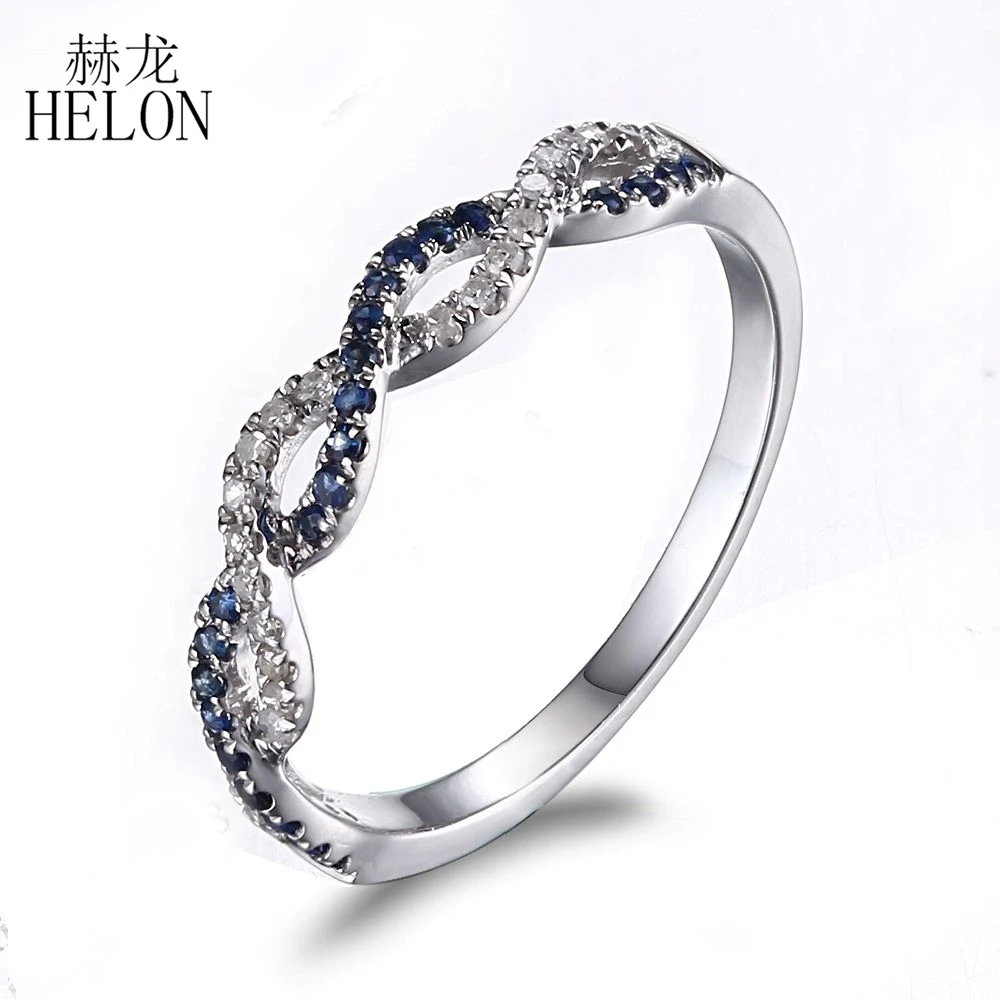 HELON Gemstone Ring Solid 18K White Gold 0.25ct Genuine Natural Diamond & Sapphires Twisted Engagement & Wedding Women Ring
HELON Gemstone Ring Solid 18K White Gold 0.25ct Genuine Natural Diamond & Sapphires Twisted Engagement & Wedding Women Ring