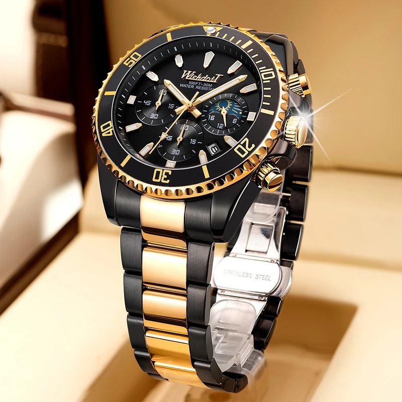 WISHDOIT 2020 New Men's Watches Luxury Fashion Stainless Steel Quartz Clock Waterproof Luminous Chronograph Moon Phase Calendar
WISHDOIT 2020 New Men's Watches Luxury Fashion Stainless Steel Quartz Clock Waterproof Luminous Chronograph Moon Phase Calendar