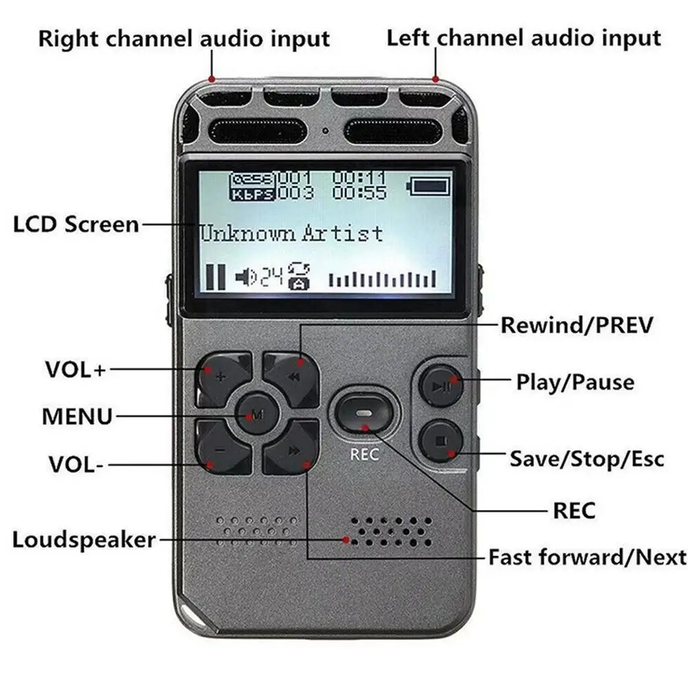 

Портативный цифровой аудио-диктофон, диктофон, запись, 64 ГБ, снижение, 50 м, аудиоплеер, шум, Wav Mp3 B6l4