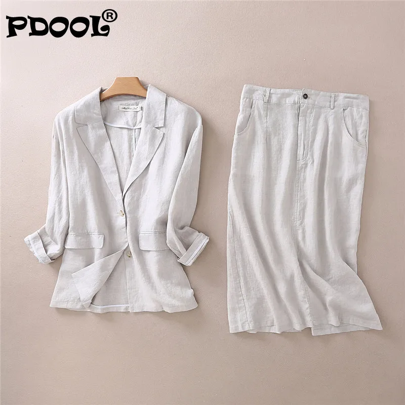 Linen Suit Set Women's 2021 Spring and Summer New Korean Fashion Casual Cotton Linen Small Suit Skirt Two-piece Set
Linen Suit Set Women's 2021 Spring and Summer New Korean Fashion Casual Cotton Linen Small Suit Skirt Two-piece Set