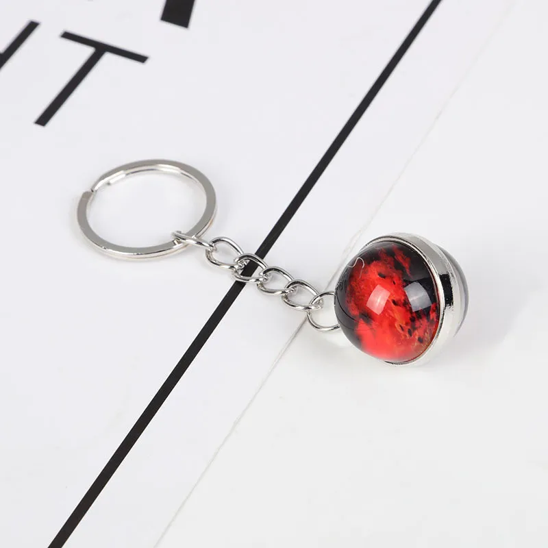 Galaxy Planet Keychain Trendy Solar System Art Picture Glass Ball Key Chain Moon Earth Double Side Car | Игрушки и хобби