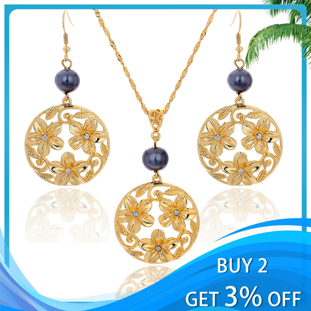 Cring Coco Guam Jewelry Sets Gold Pated Hawaiian Flower Pendant Drop Earrings and Necklace Set Wholesale Accessories for Women
Cring Coco Guam Jewelry Sets Gold Pated Hawaiian Flower Pendant Drop Earrings and Necklace Set Wholesale Accessories for Women